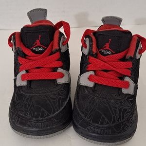 Air Jordan 4 Retro Fusion Black Laser TD Infant Size 3C Black Gray red